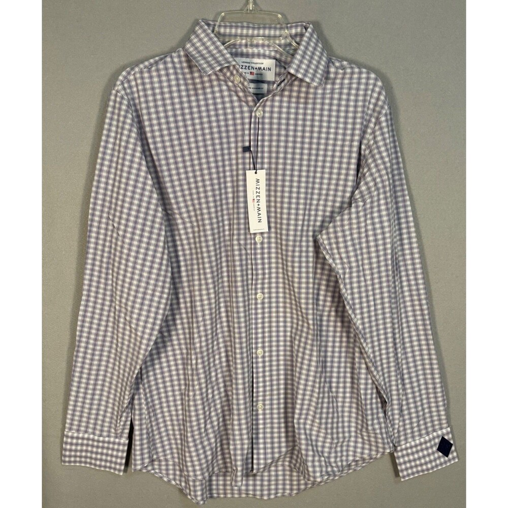 NWT Mizzen Main Leeward Collection Shirt Mens M Standard Fit Check Plaid USA
